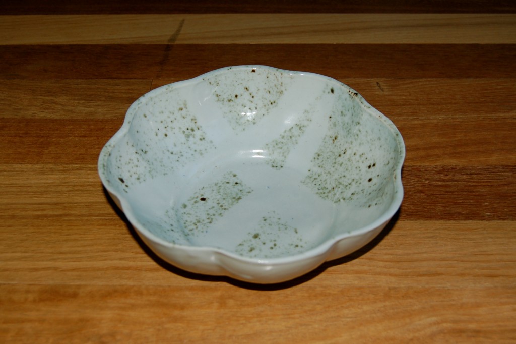 Porcelain Pale Blue Speckled Flower Bowl